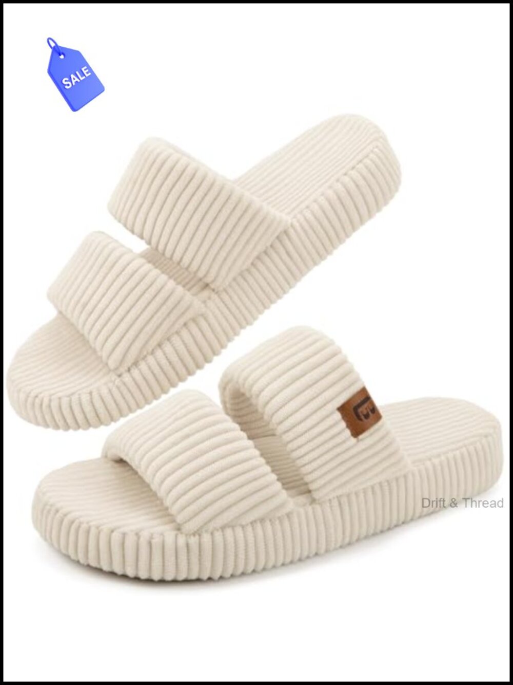 Open Toe Memory Foam Slippers Corduroy Slide House Shoes